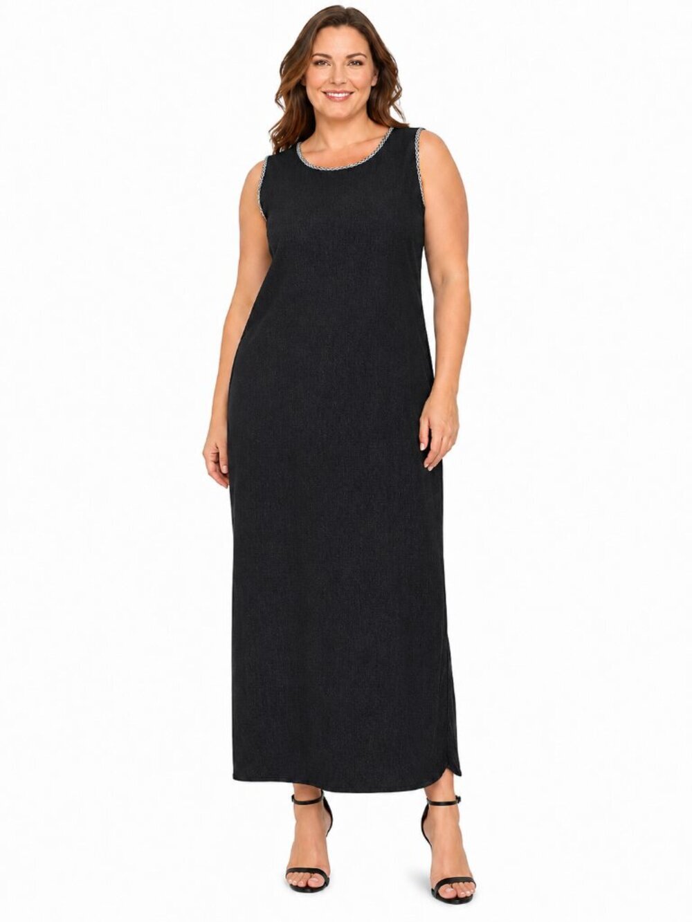 Allison-Che Women's Vintage 90s Black Maxi Sheath Dress